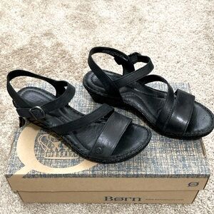 Born Black Iemza Sandals Size 7 Euro 38